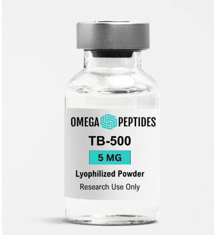 Omega Peptides TB-500 5mg vial for research use.