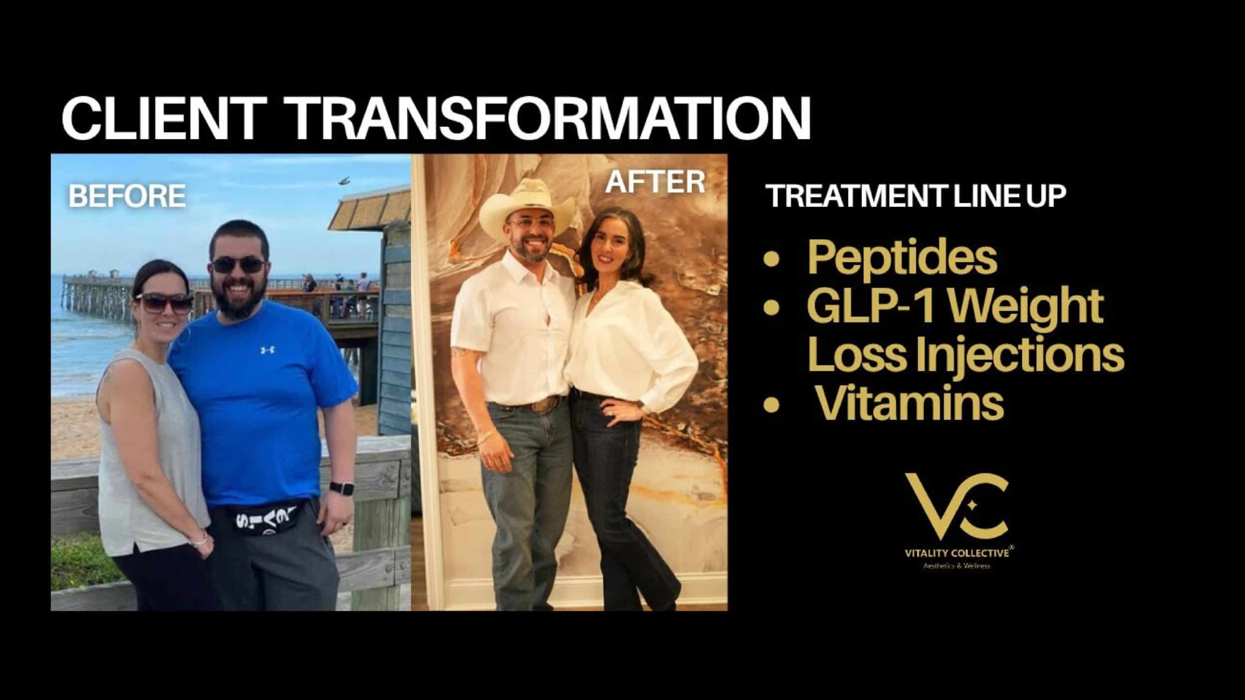 Before and After Image: Peptides, GLP-1 Weight Loss Injections, Vitamins - front
