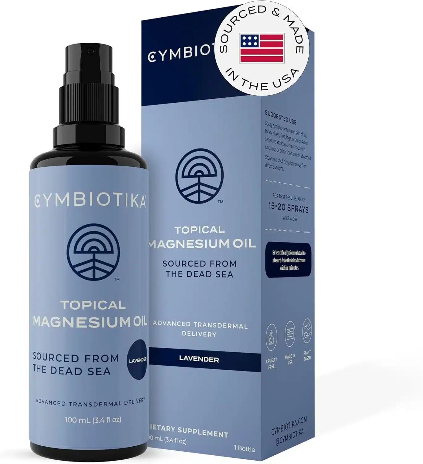 Cymbiotika Topical Magnesium Oil sourced from the Dead Sea.