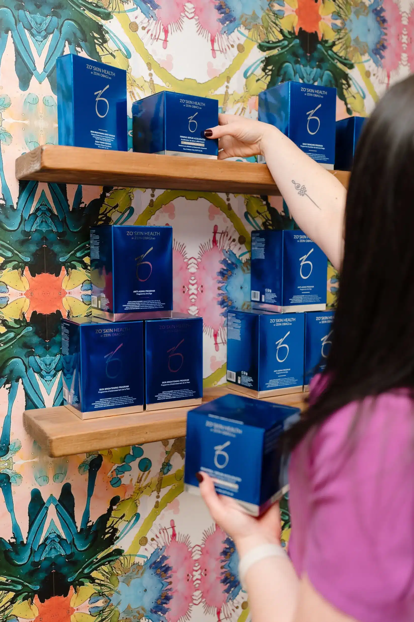 ZO Skin Health products on display at Mo Beauty.